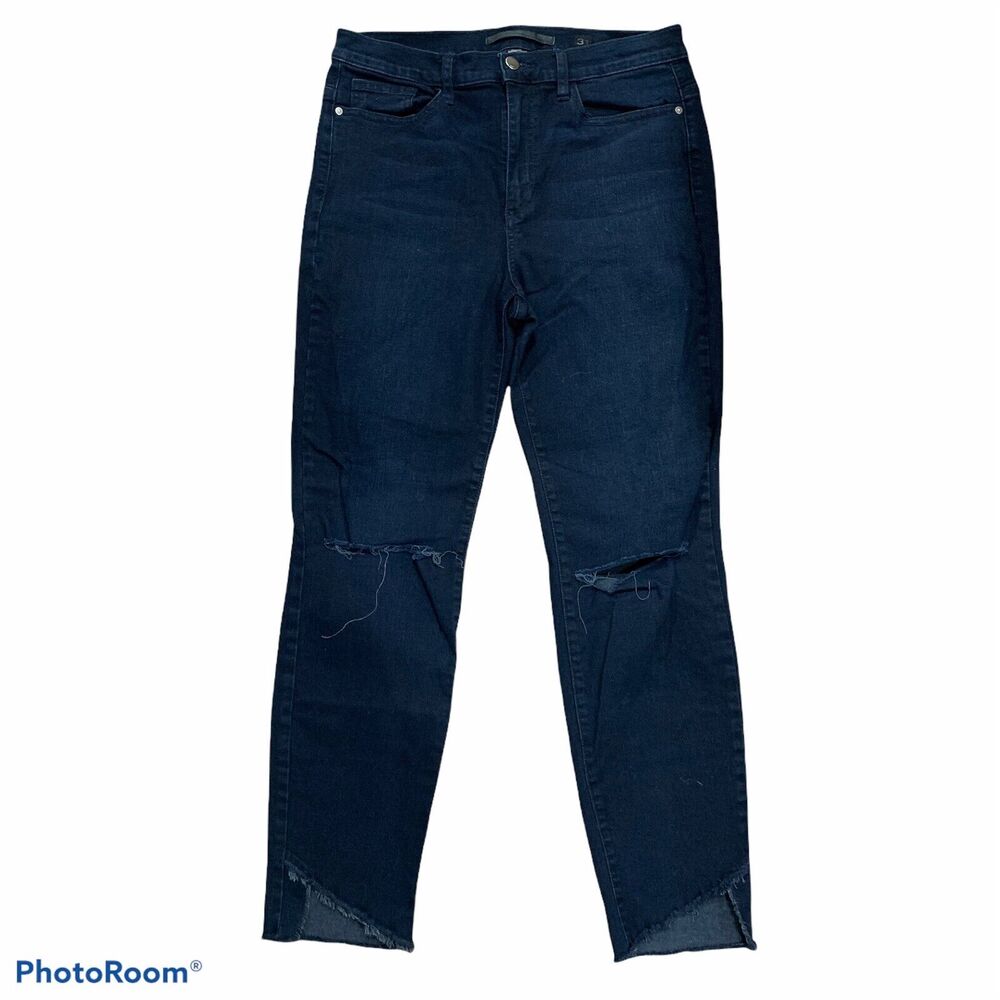 SP Black Label Sz 31 Jeans Distressed Holes Relaxed High Rise Dark Denim Women’s